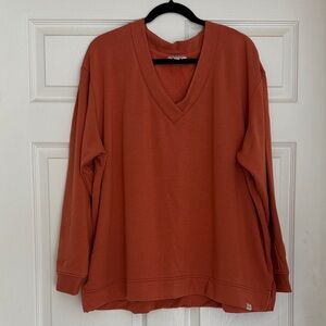 Orvis Terracotta V-Neck Women's Fleece Sweater XXL